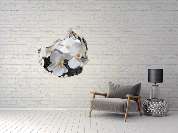 Hole in the wall decal Orchid flowers in water