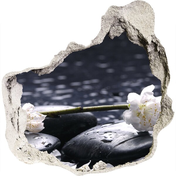 Hole in the wall decal Flowers on stones