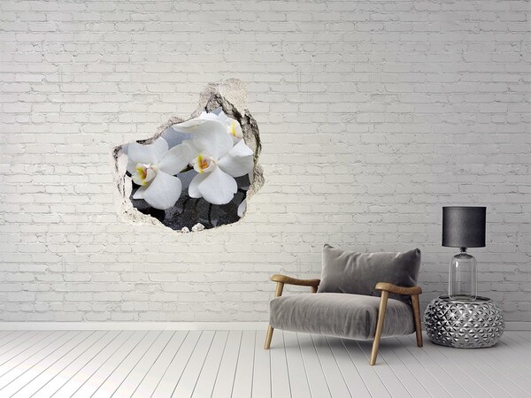 Hole in the wall decal Orchids in concrete