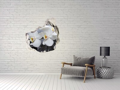 Hole in the wall decal Orchids in concrete
