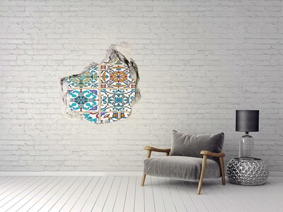 3D wall hole wallpaper Colorful Moroccan-style tiles