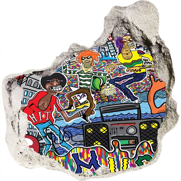 3D wall hole wallpaper City Festival of Joy