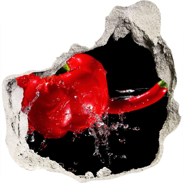 Hole wall sticker Red pepper in action