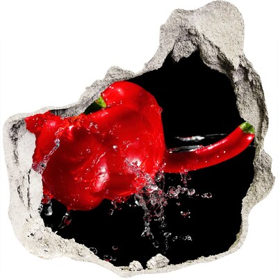 Hole wall sticker Red pepper in action