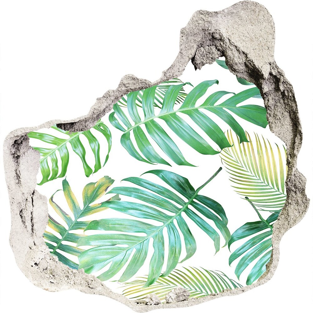 3D wall hole Tropical leaves