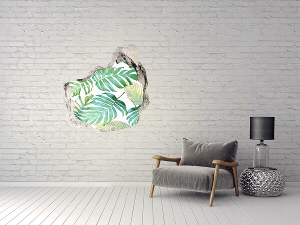 3D wall hole Tropical leaves