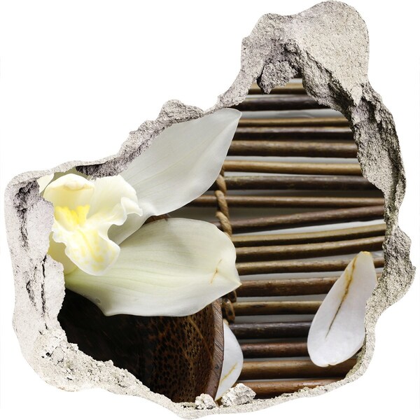 Hole wall sticker A floral oasis among the stones