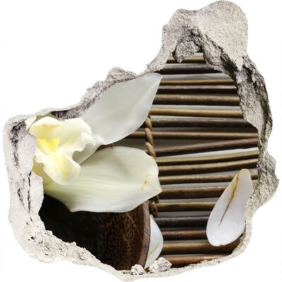 Hole wall sticker A floral oasis among the stones