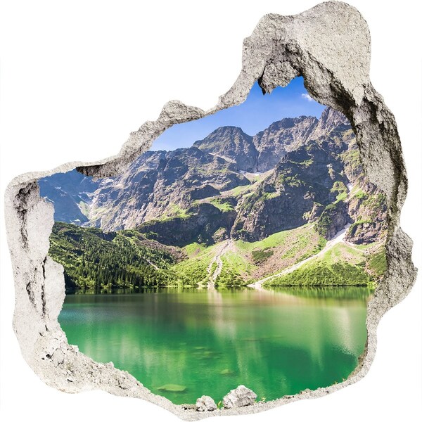 Hole wall sticker Mountain landscape by the lake