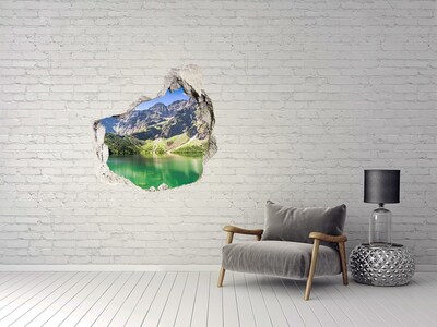 Hole wall sticker Mountain landscape by the lake