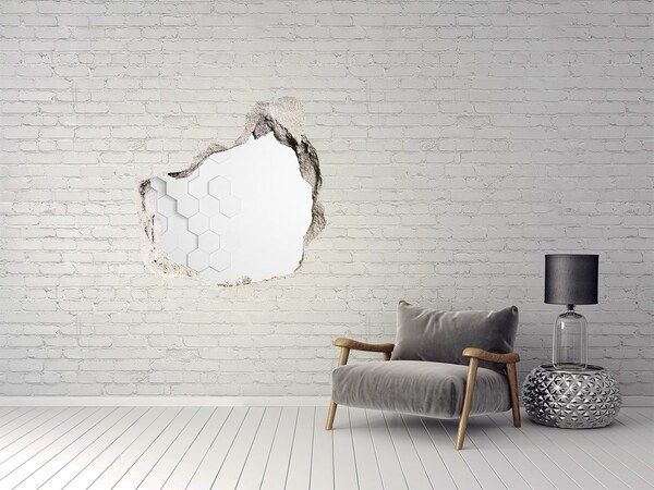 Hole wall sticker Broken wall with mirrored interior