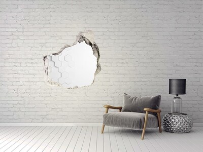 Hole wall sticker Broken wall with mirrored interior