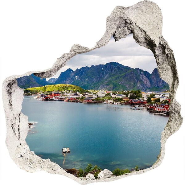 Hole wall sticker A picturesque bay in Norway