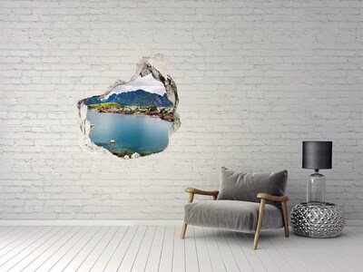 Hole wall sticker A picturesque bay in Norway
