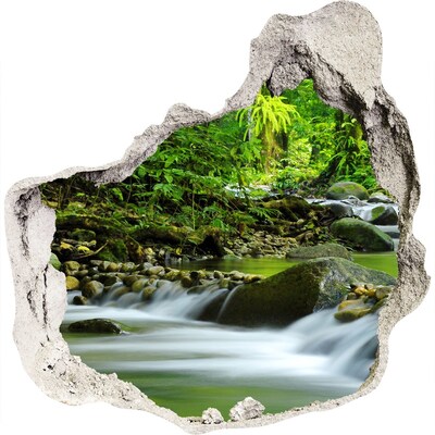 Hole wall sticker Waterfall in the tropical forest