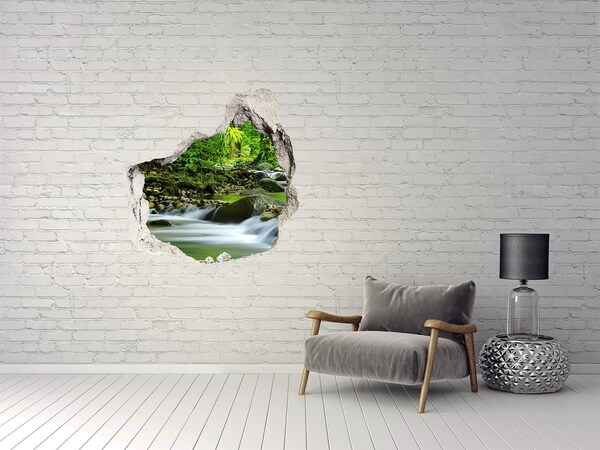 Hole wall sticker Waterfall in the tropical forest