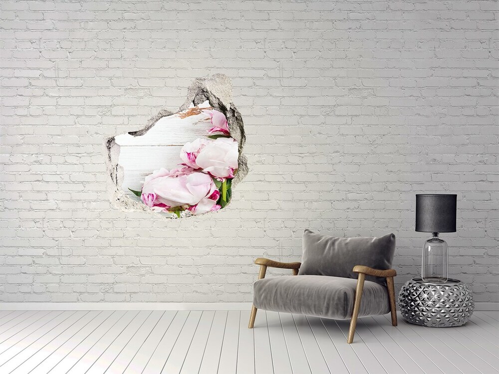 3D wall hole Peonies