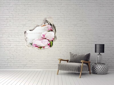 3D wall hole Peonies