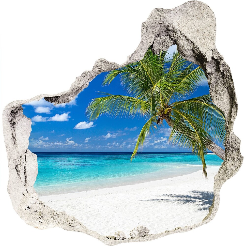 3D wall hole wallpaper Tropical beach