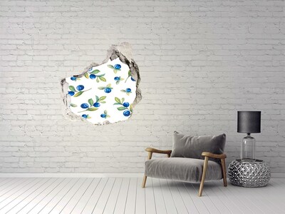 3D wall hole wallpaper Blueberry