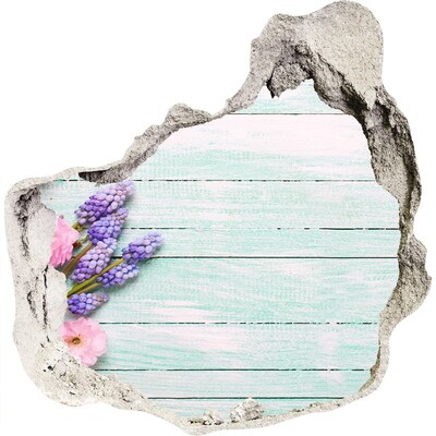 Hole in the wall decal Floral view through the wall