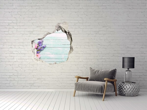 Hole in the wall decal Floral view through the wall