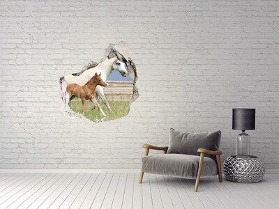Hole in the wall sticker Horses in the meadow
