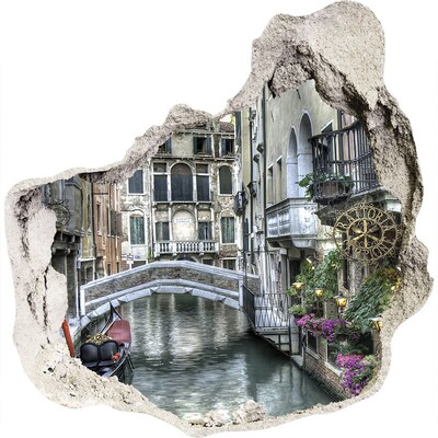 Hole in the wall decal Venice in a shot with a canal