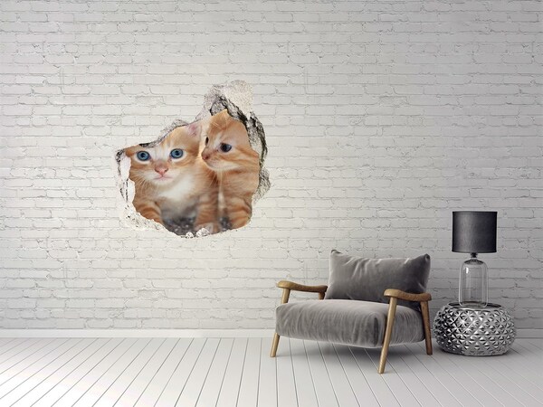 Hole in the wall sticker Kittens in a hole in the wall