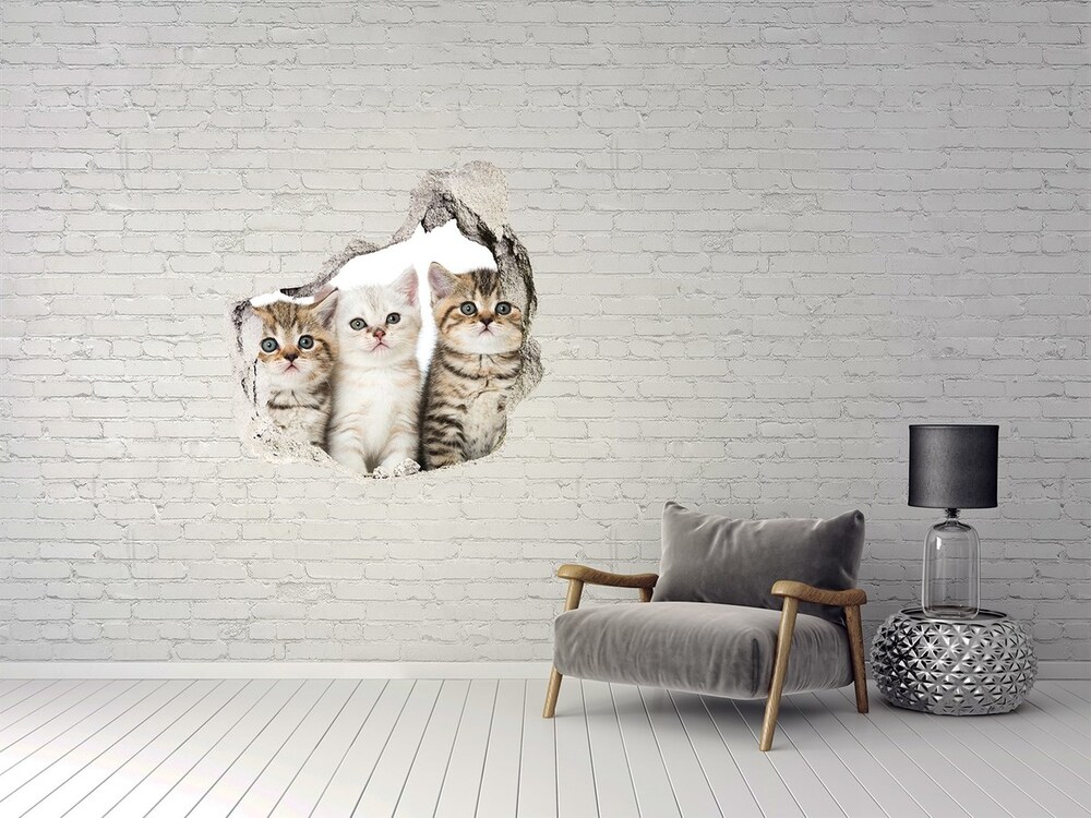 Hole in the wall decal Little cats