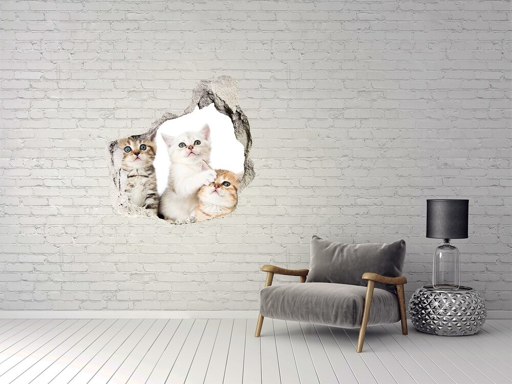 Hole in the wall decal Small cats sticker