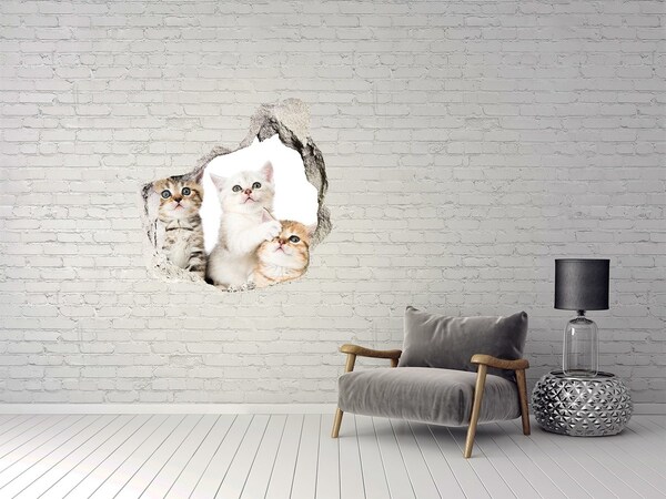 Hole in the wall decal Small cats sticker