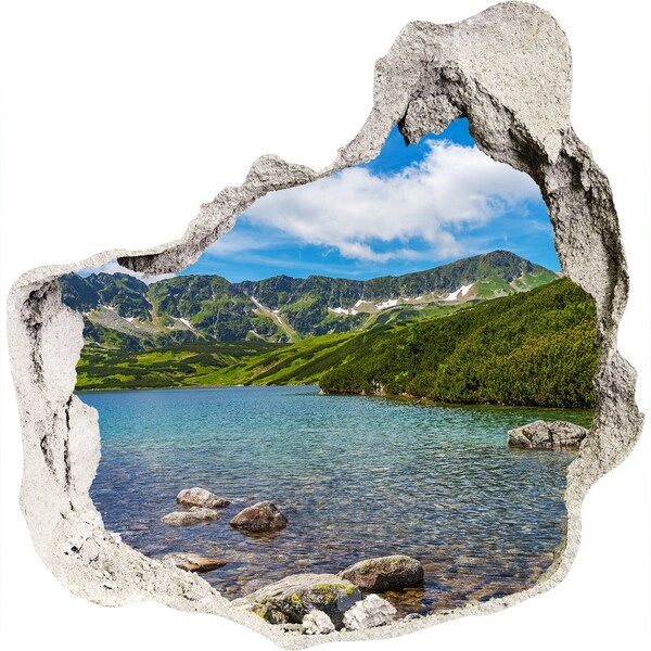 Hole in the wall sticker A mountain lake surrounded by greenery