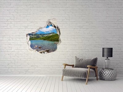 Hole in the wall sticker A mountain lake surrounded by greenery