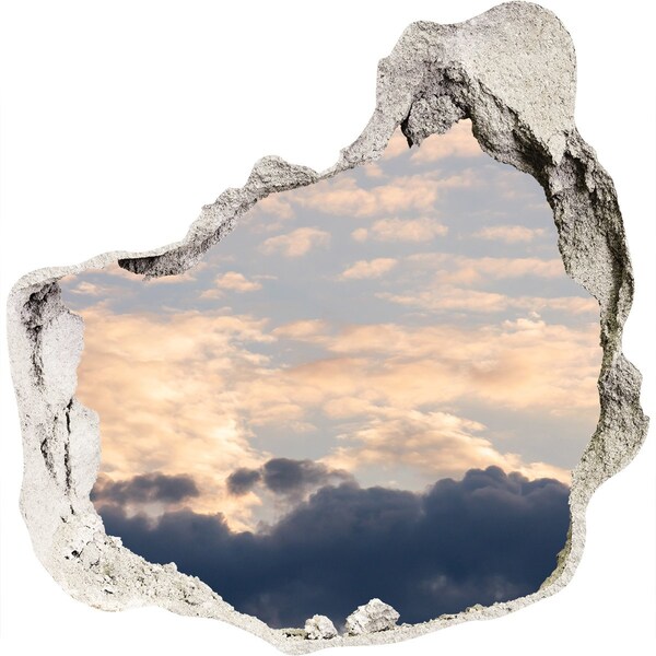 3D wall hole wallpaper Clouds in the sky