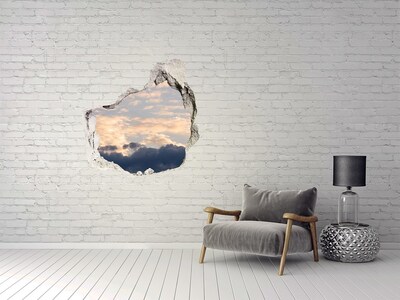 3D wall hole wallpaper Sky in the clouds