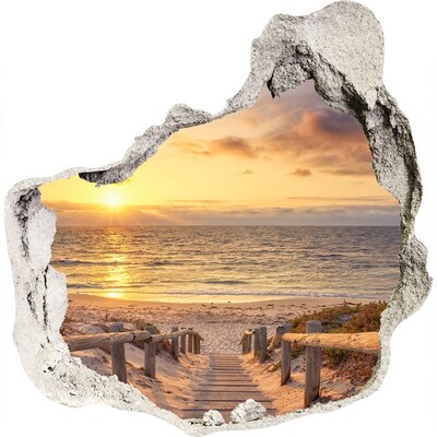 Hole in the wall decal Sunset over the beach