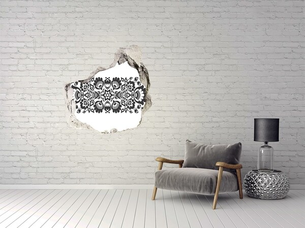 Hole in the wall decal Folk flowers