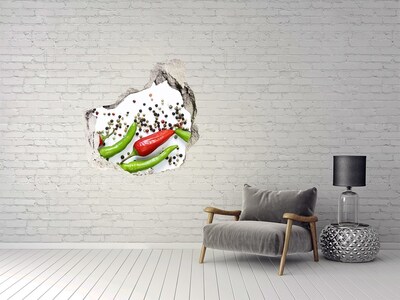 3D wall hole wallpaper Chilli peppers