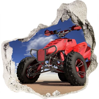Hole wall sticker Red quad in a desert landscape