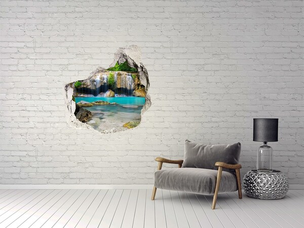 Hole wall sticker Waterfall in the forest