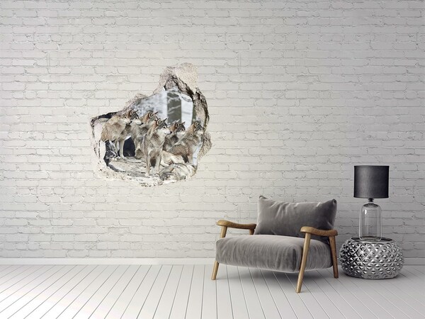 Hole wall sticker Wolves in their natural habitat