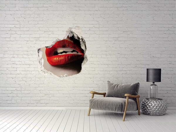 Hole wall sticker Red lips