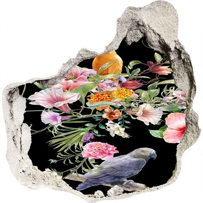 Hole wall sticker Flowers and birds