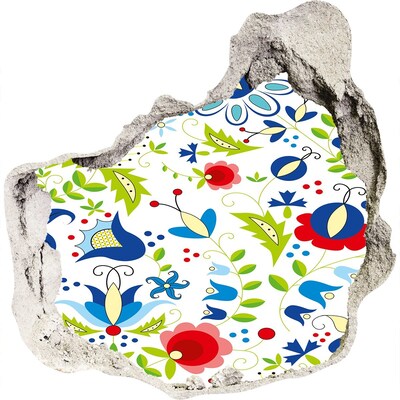 3D wall hole Floral pattern on a concrete background