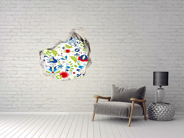 3D wall hole Floral pattern on a concrete background