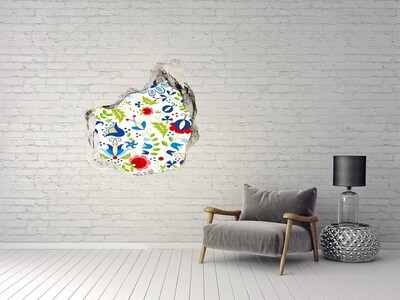 3D wall hole Floral pattern on a concrete background
