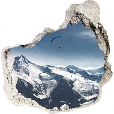 Hole wall sticker Mountain landscape with a paraglider