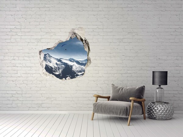 Hole wall sticker Mountain landscape with a paraglider