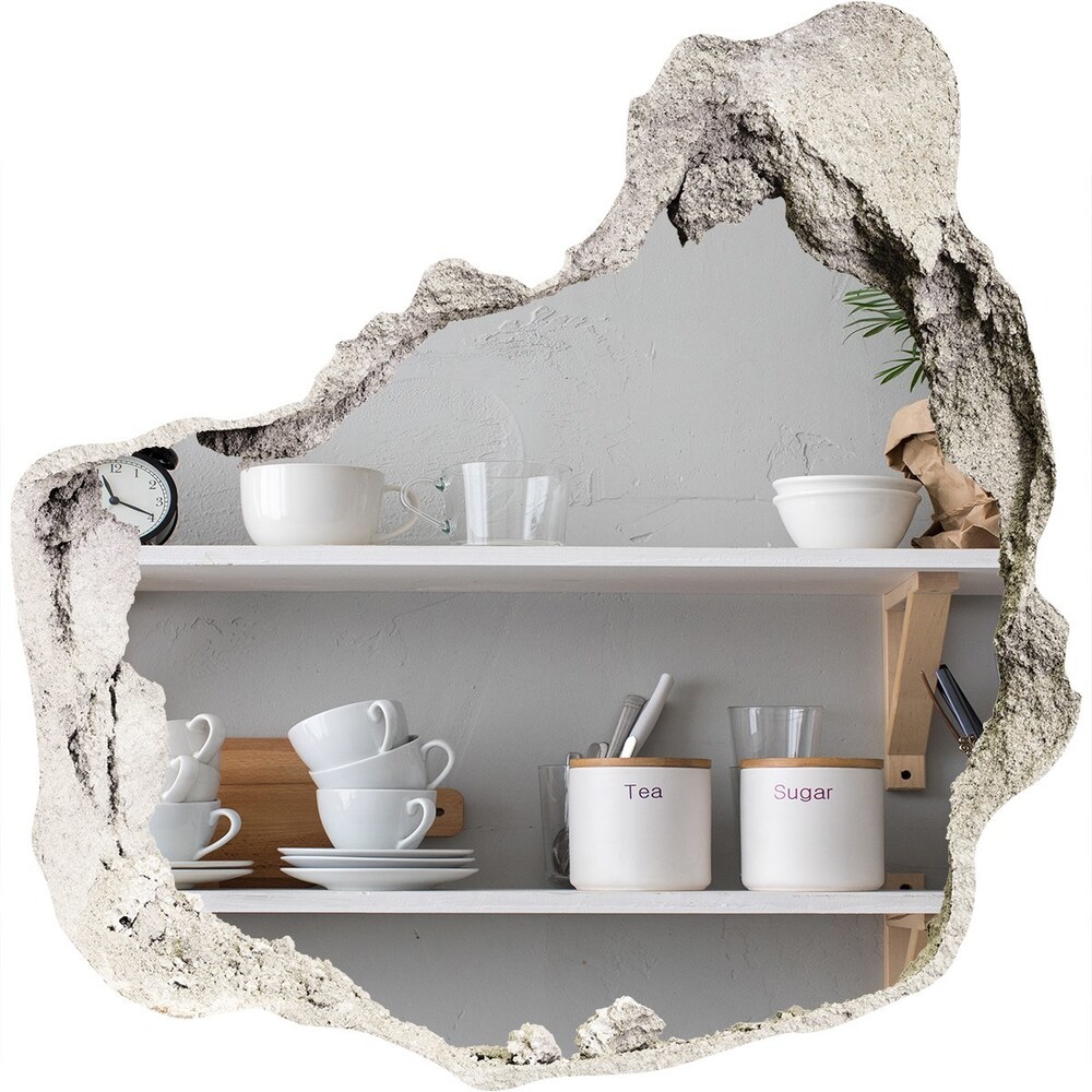 Hole wall sticker Decorations on the shelf